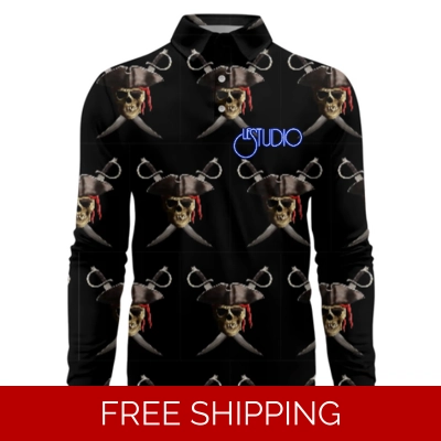 Le Studio Pirate Sword Custom 3D Long-Sleeved Polo Shirt